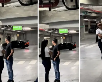 Conductor intenta truco de manejo y choca en estacionamiento de Monterrey I VIDEO
