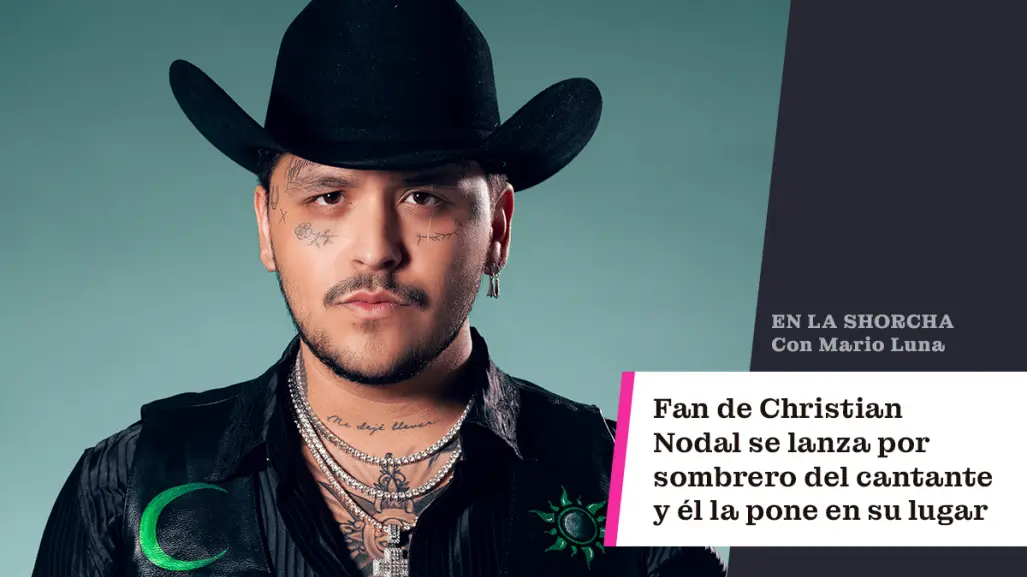 Fan de Christian Nodal se lanza por sombrero del cantante y él la pone en su lugar