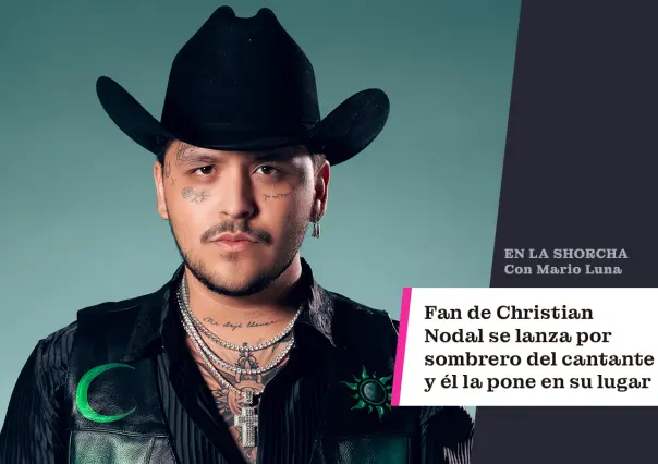 Fan de Christian Nodal se lanza por sombrero del cantante y él la pone en su lugar