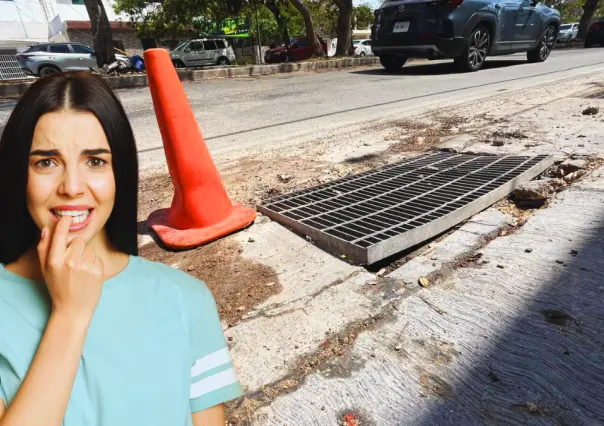 Vecinos de la colonia Alemán temen accidentes por alcantarilla en mal estado