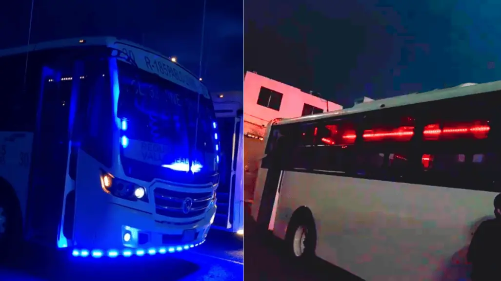 Chofer de Ruta 185 se vuelve viral por tunear su camión con luces en Nuevo León