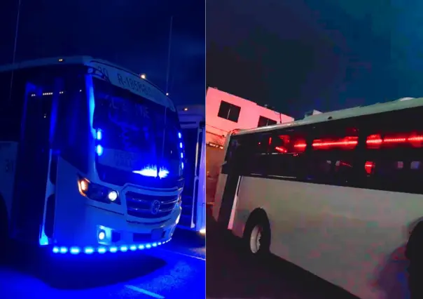 Chofer de Ruta 185 se vuelve viral por tunear su camión con luces en Nuevo León