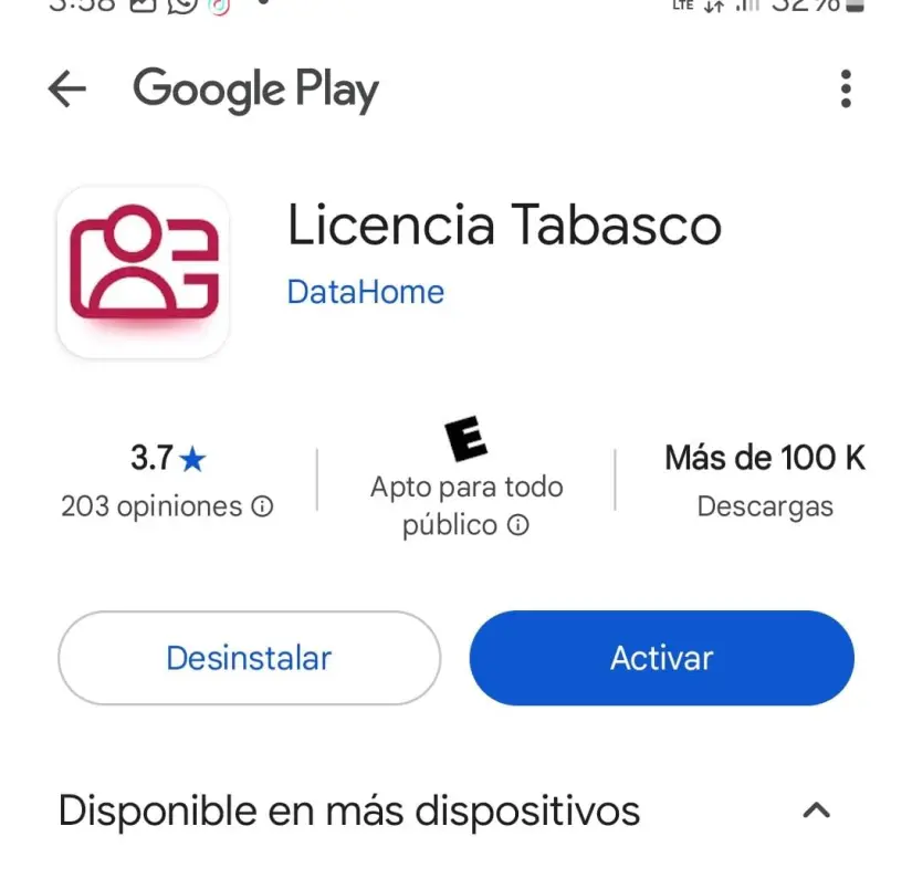 Foto: Captura de pantalla aplicación Licencia Tabasco