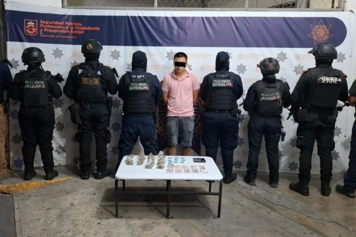 Hombre detenido. Foto: Policía de Guadalupe