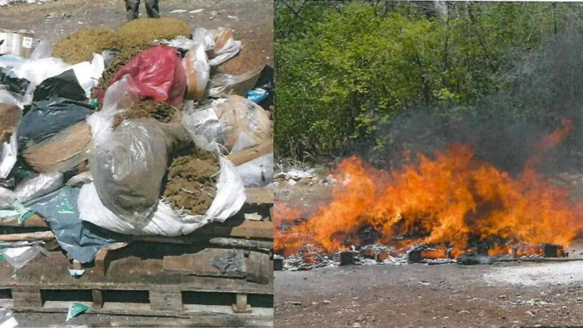 La incineración se realizó en el Onceavo Batallón Foto: FGR Yucatán