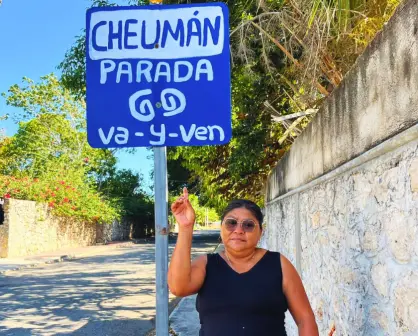 Vecinos de Cheumán fabrican paraderos Va y Ven con materiales reciclados