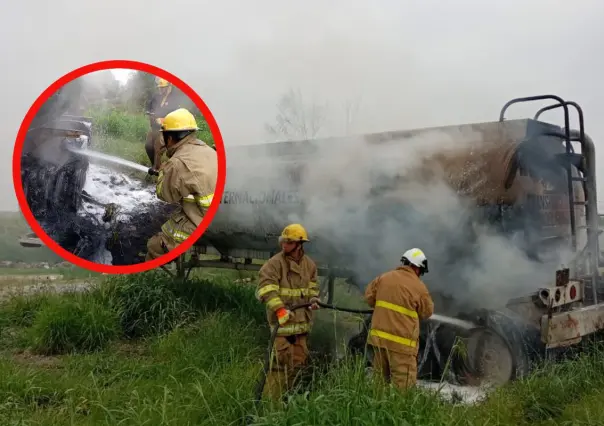 Se incendia pipa en Cadereyta sin personas lesionadas