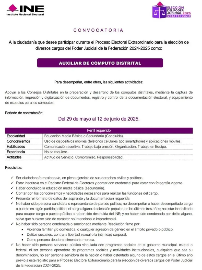 Las fechas de ocupación van del 29 de mayo al 12 de junio./Imagen: INE
