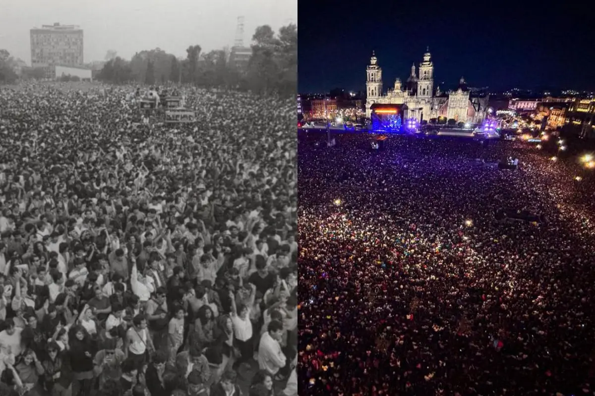 Primer concierto masivo en CU, concierto en el Zócalo capitalino. Foto: Facebook: (Claudia Sheinbaum Pardo) | Gobierno de la Ciudad de México | Canva
