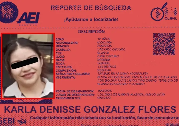 Solicitan el apoyo de búsqueda para localizar a Karla Denisse, desaparecida en Allende