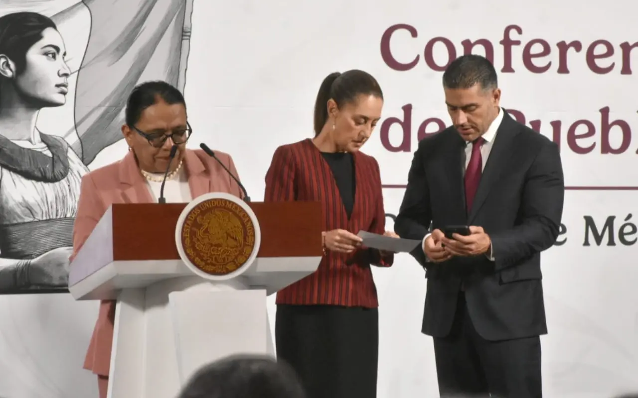Claudia Sheinbaum, Omar García Harfuch y Rosa Icela Rodríguez. Foto: Enrique Pérez Huerta