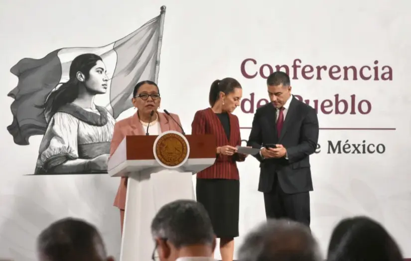 Claudia Sheinbaum, Omar García Harfuch y Rosa Icela Rodríguez. Foto: Enrique Pérez Huerta