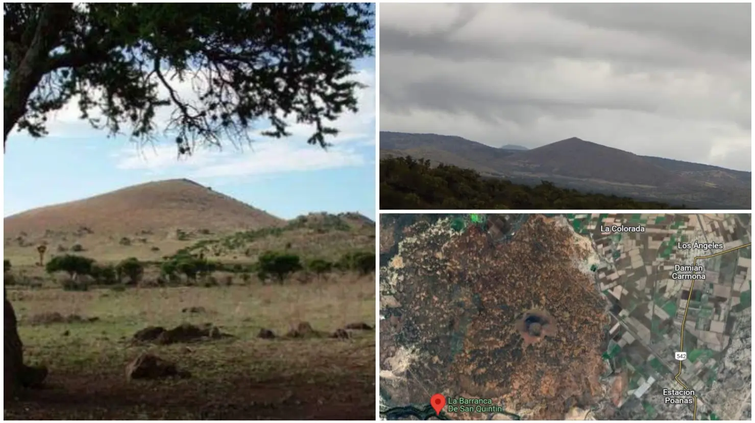 Maika, el volcán inactivo de Poanas | Fotos: Investigaciones Históricas Durango / Viajeros, en Facebook / Captura Google Maps
