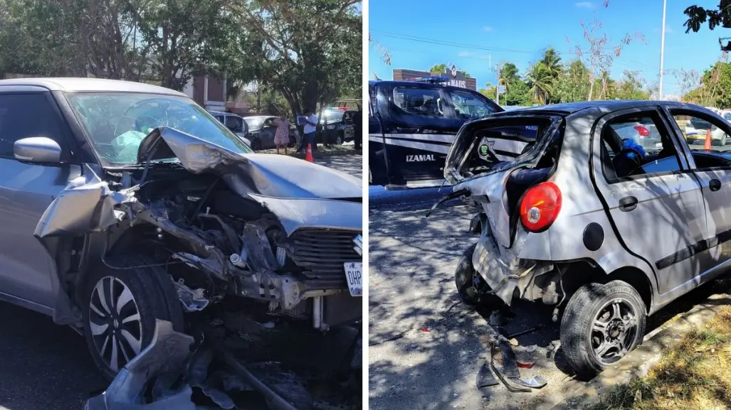 Caos vial por una carambola en la vía Mérida-Cancún