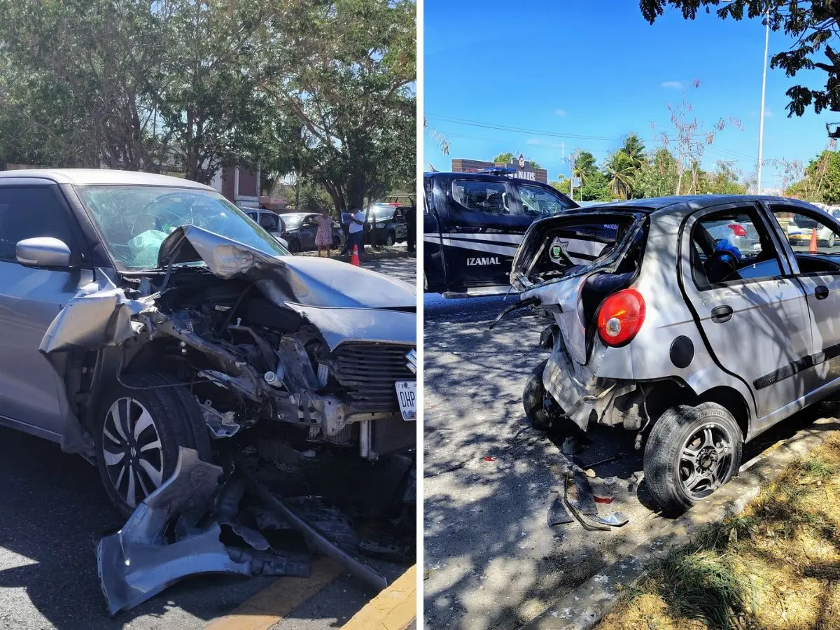 Tres autos resultaron dañados luego de que estuvieran involucrados en una carambola que se registró en la carretera Mérida- Cancún a la entrada del municipio de Kanasín.-Fuente Telesur