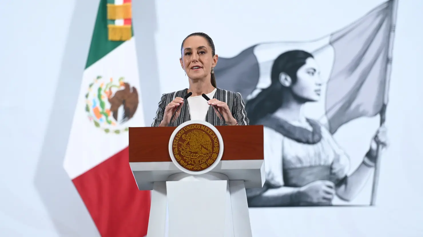 Presidenta de México, Claudia Sheinbaum, en la mañanera. Foto: presidencia