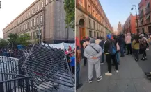 CNTE derriba vallas de Palacio Nacional e intentan sabotear mañanera de Claudia Sheinbaum