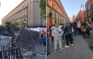 CNTE derriba vallas de Palacio Nacional e intentan sabotear mañanera de Claudia Sheinbaum