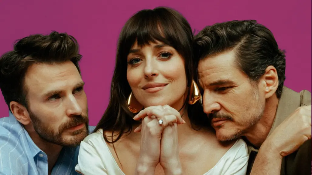 Dakota Johnson, Pedro Pascal y Chris Evans brillan en el detrás de cámaras de "Materialists"