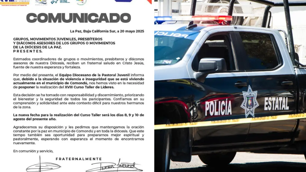Violencia en Comondú obliga a posponer taller juvenil diocesano