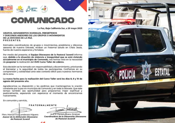 Violencia en Comondú obliga a posponer taller juvenil diocesano