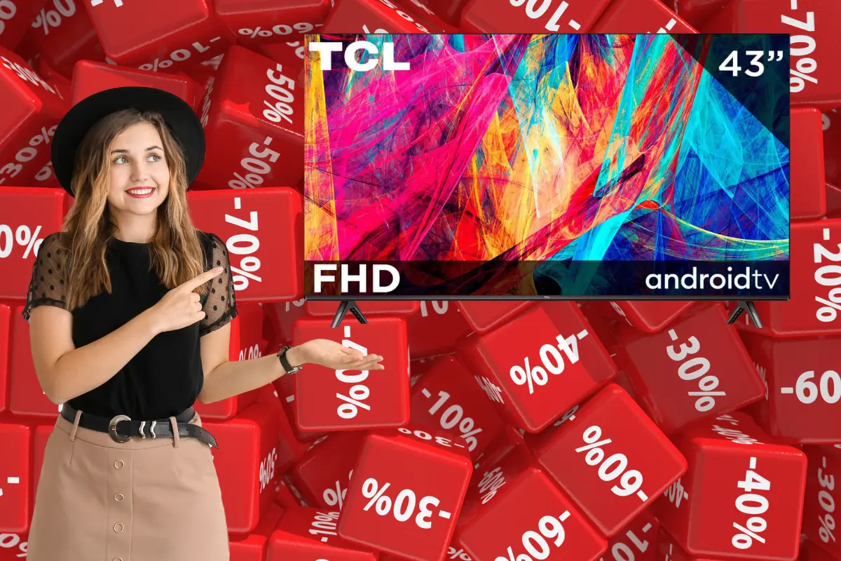 La pantalla de televisión TCL de 43 pulgadas tiene Android TV integrado para mejor conectividad. Foto: Amazon | Canva