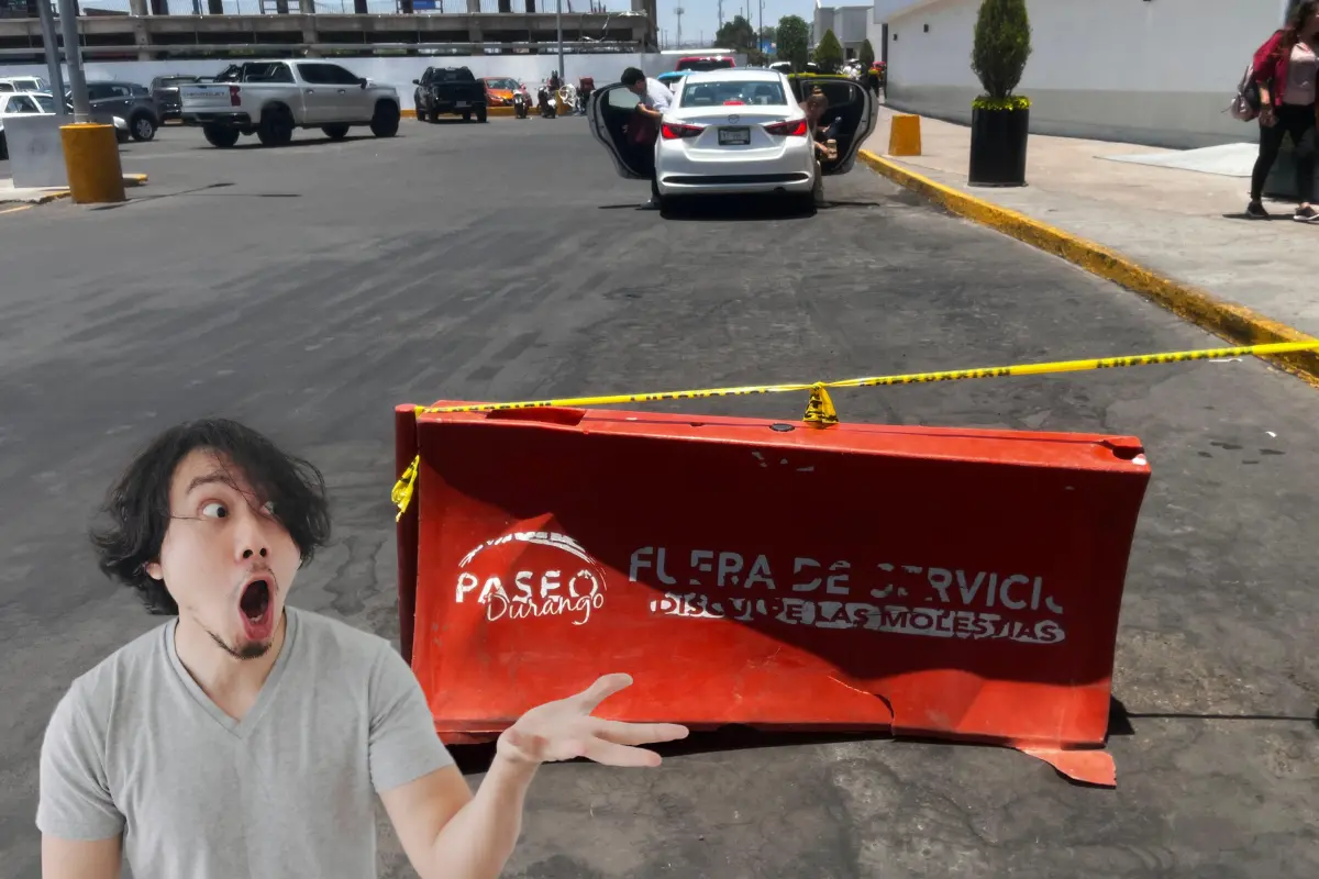 Usuarios del Centro Comercial Paseo Durango, reportaron un socavón en el estacionamiento. Foto: Alejandro Ávila.