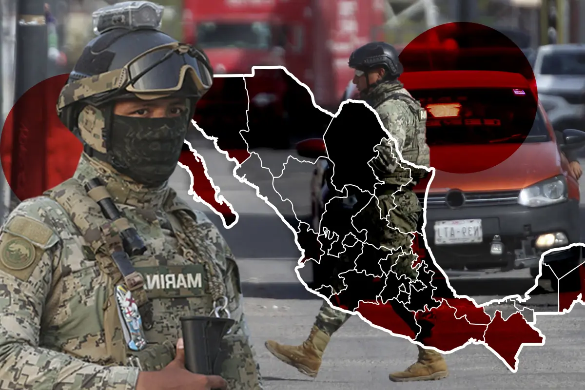 Soldado de la Marina y mapa de México. Foto: Sheila Gutiérrez