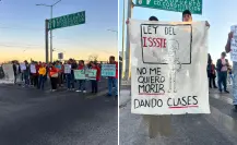 Maestros de BCS cierran el puente de la 8 de Octubre en La Paz como parte del paro