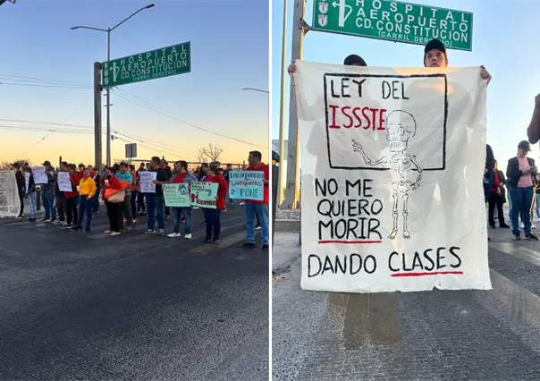 Maestros de BCS cierran el puente de la 8 de Octubre en La Paz como parte del paro