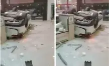 Cae auto desde el tercer piso del estacionamiento de Plaza Lilas en CDMX 