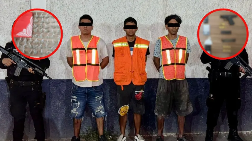 Autoridades arrestan a tres hombres con droga y arma en Monterrey