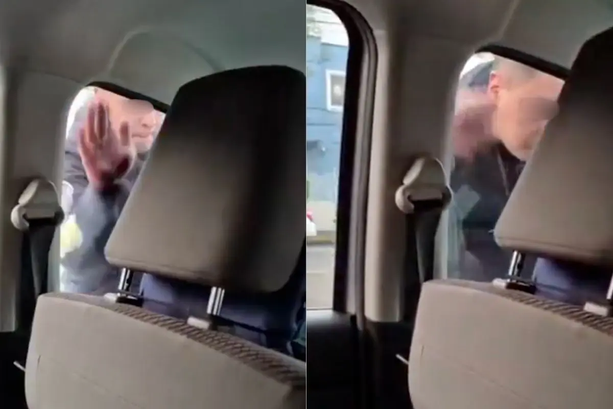 Presunto montachoques agrediendo a personas abordo de un automóvil en calles de CDMX. Foto: Captura de pantalla X (@QuePocaMadre_Mx) | Canva
