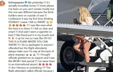 Britney Spears causa escándalo en vuelo de Cabo a Los Ángeles: bebió, fumó y fue detenida