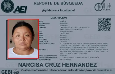 Solicitan apoyo para buscar a una mujer reportada como desaparecida en García