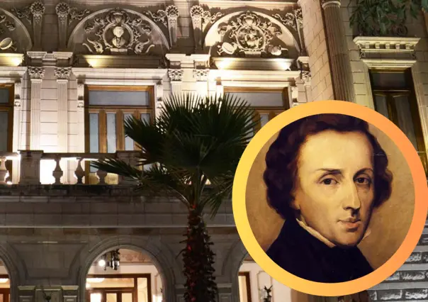 Edificio de Durango que tiene un hermoso medallón de cantera con la imagen de Chopin