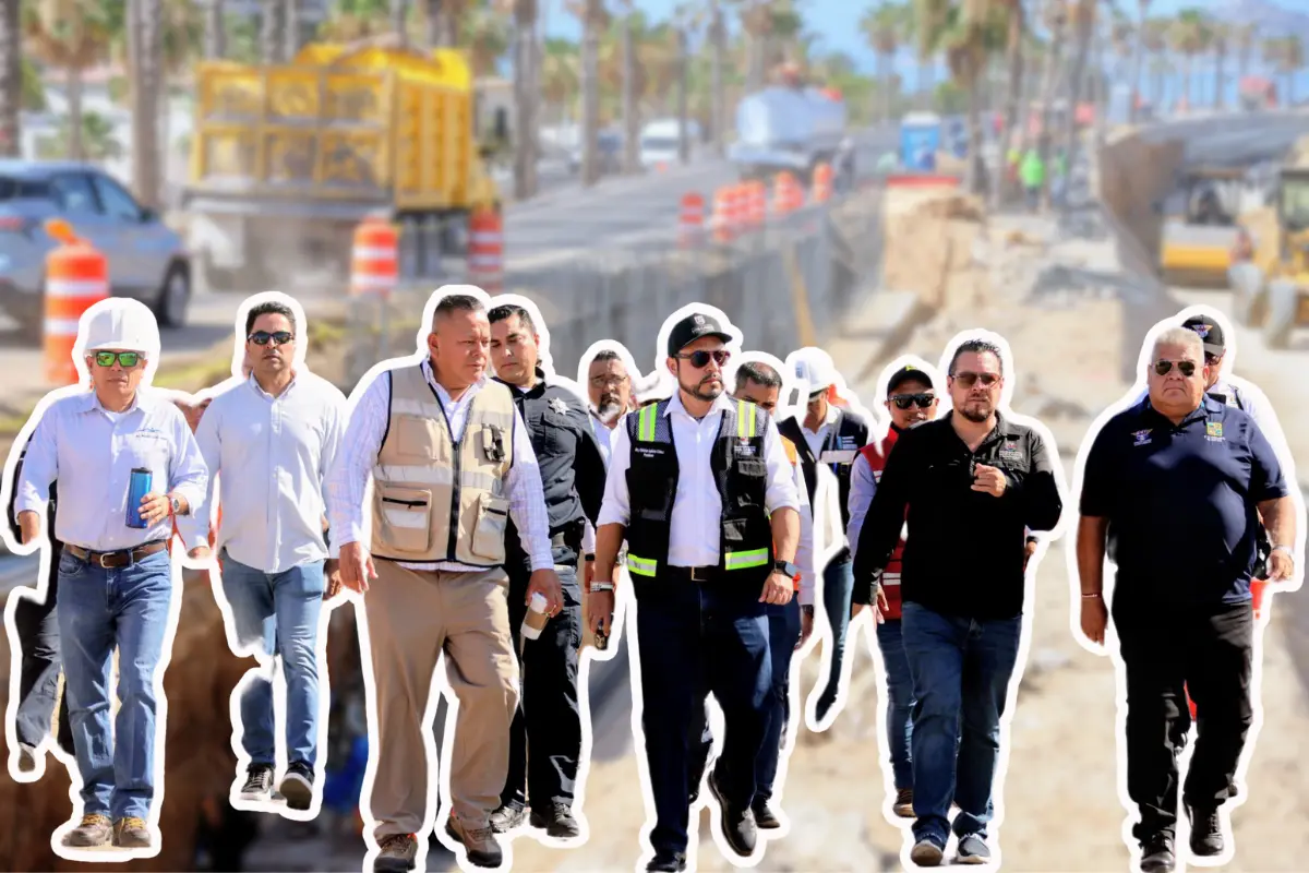 El Alcalde Christian Agúndez Gómez supervisó los trabajos que se realizan en la glorieta Fonatur en San José del Cabo. Fotos: Facebook de Christian Agúndez | Canva.