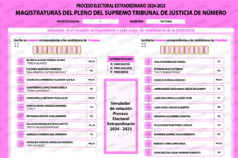 Captura del simulador del Instituto Electoral de Tamaulipas. Foto: Victoria Jiménez