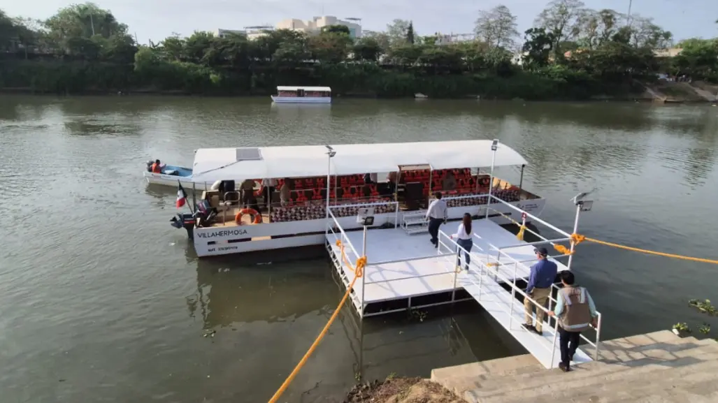 Inauguran servicio de lanchas públicas en el río Grijalva, Tabasco