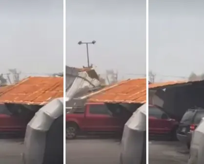 VIDEO I Viento arranca techo de centro comercial en Sabinas Hidalgo