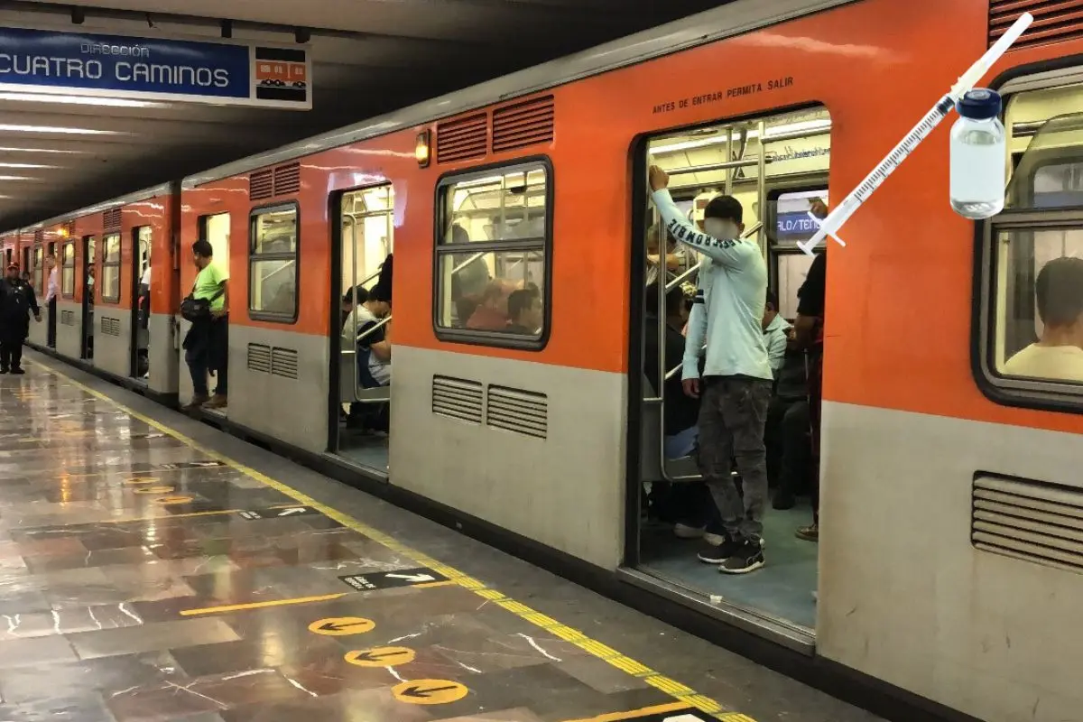 Metro de CDMX, jeringa con sustancia a inyectar. Foto: Metro CDMX | Canva