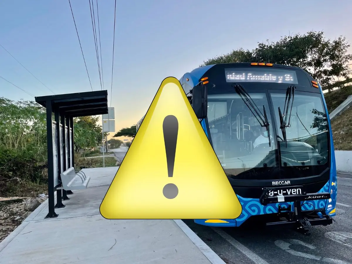 Este martes algunos paraderos del sistema de transporte Va y Ven fueron reubicados por lo que la ATY pidió a los usuarios tomar precauciones.- Fuente ATY y Canva