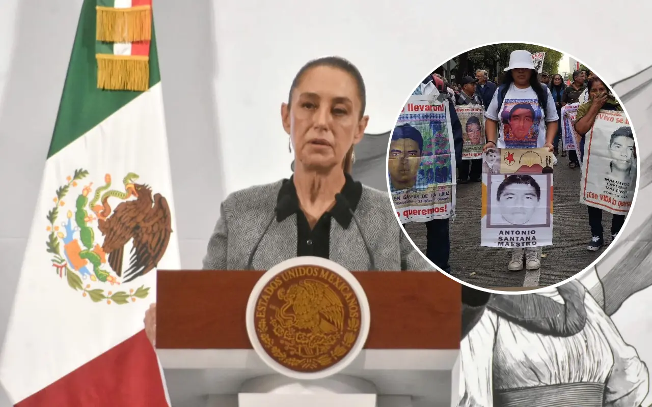 Claudia Sheinbaum y colectivo de familiares de los 43 normalistas. Foto: Facbook (Padres Y Madres De Ayotzinapa)