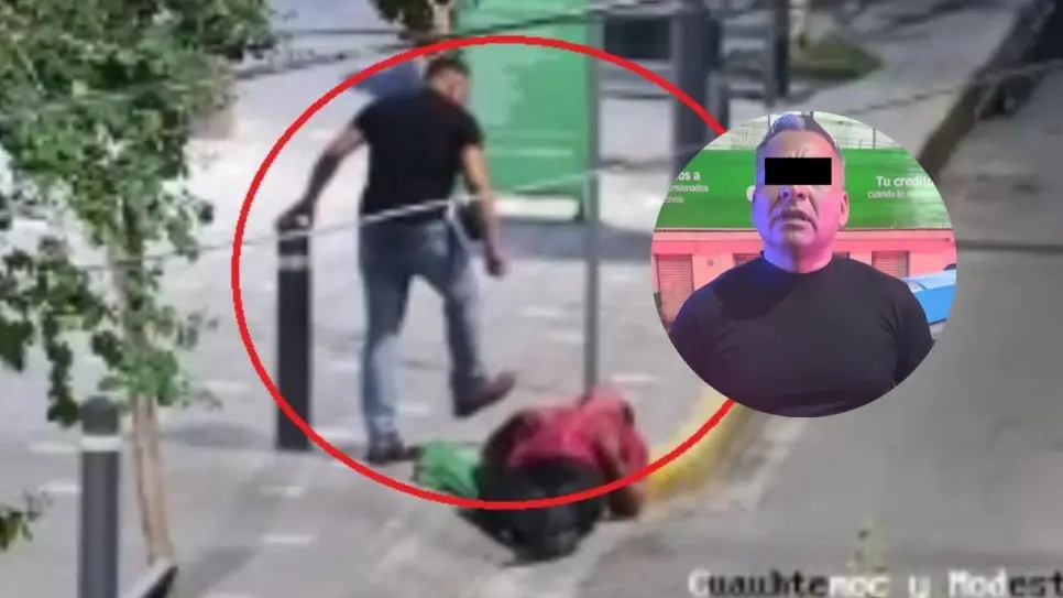 VIDEO | Detienen a hombre tras ser captado agrediendo a una persona en Monterrey