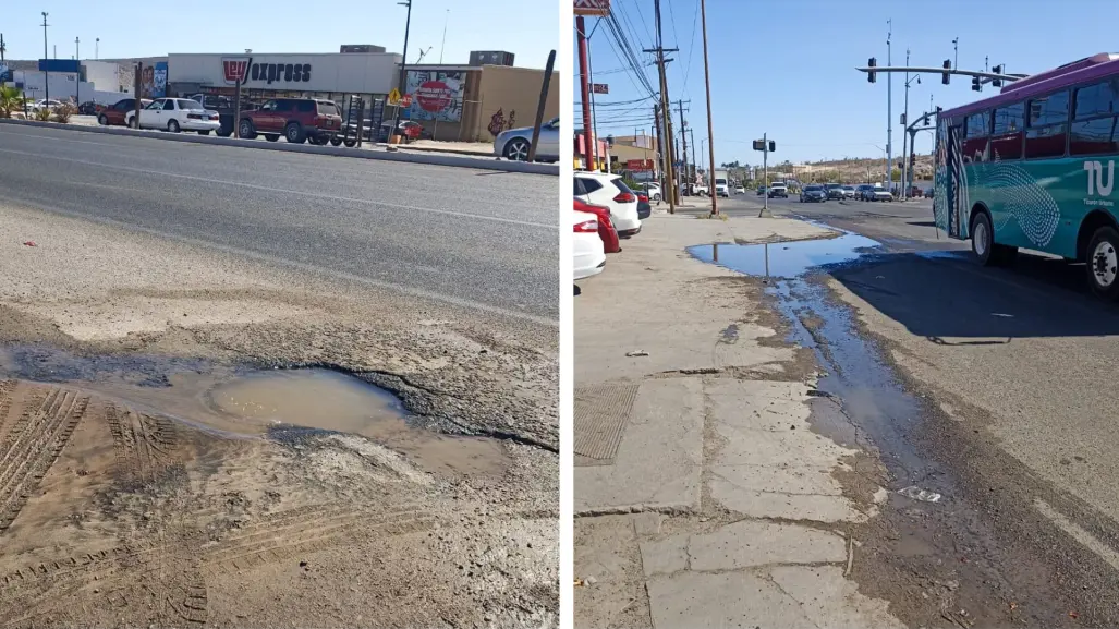 Fuga de agua en La Paz causa daños en pavimento de avenida Forjadores