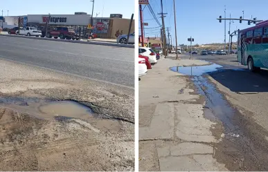 Fuga de agua en La Paz causa daños en pavimento de avenida Forjadores