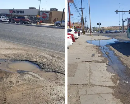 Fuga de agua en La Paz causa daños en pavimento de avenida Forjadores