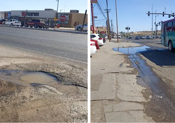 Fuga de agua en La Paz causa daños en pavimento de avenida Forjadores