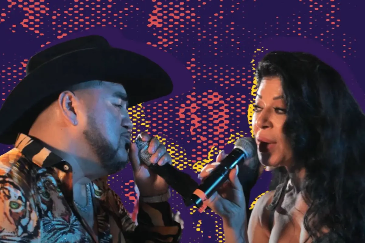 Vicky Terrazas de Los Horóscopos de Durango cantó en vio con El Mimoso. FOTO: CANVA/YouTube: El Mimoso