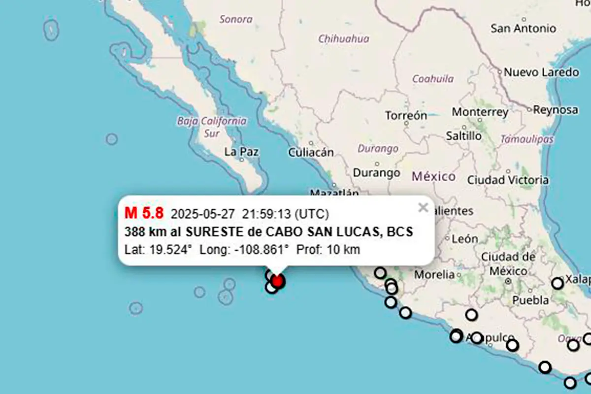 El Servicio Sismológico Nacional captó dos temblorres, uno de 5.8 en la escala de Richter. Foto: SSN.